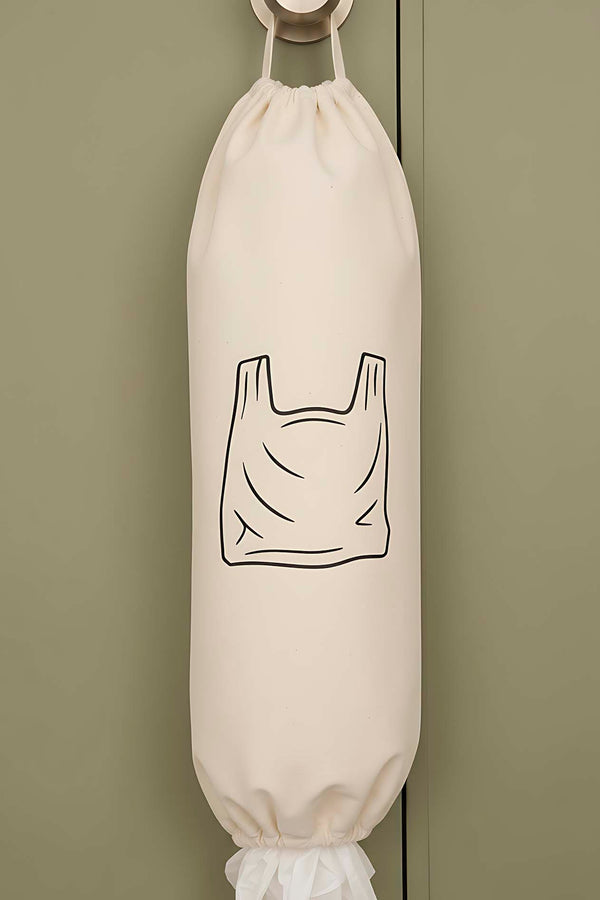 White Hanging Fabric Plastic Bag Organizer