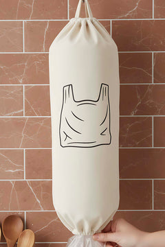 White Hanging Fabric Plastic Bag Organizer