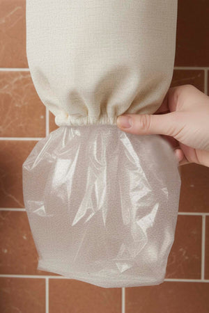 White Sunflower Pattern Fabric Plastic Bag Organizer