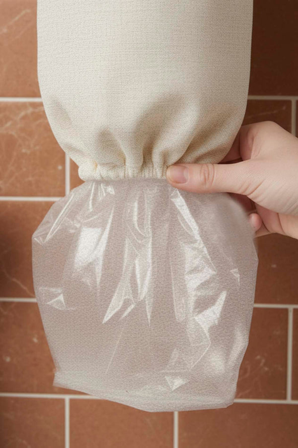 White Sunflower Pattern Fabric Plastic Bag Organizer