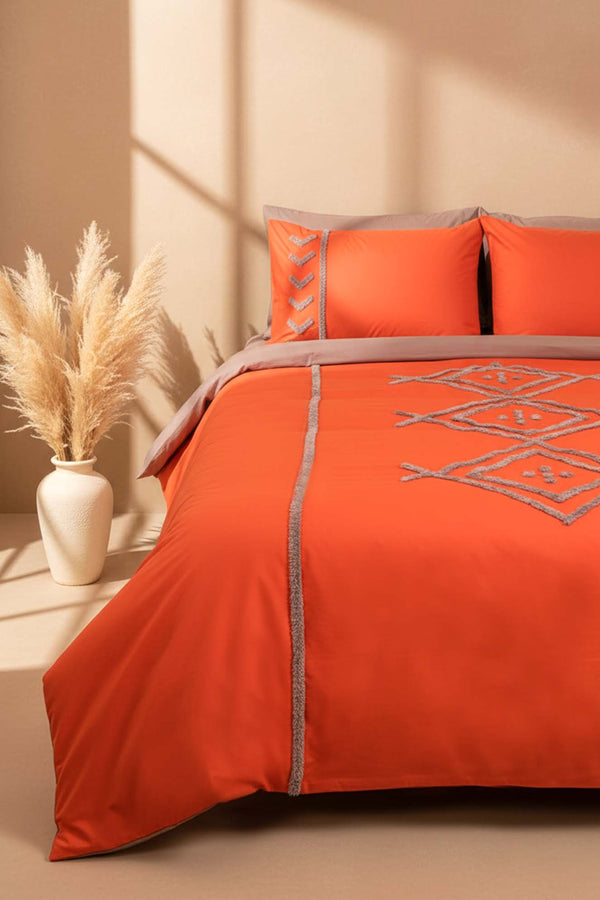 Puff Embroidered Liya Double Cotton Duvet Cover Set – 6-Piece Bridal Set