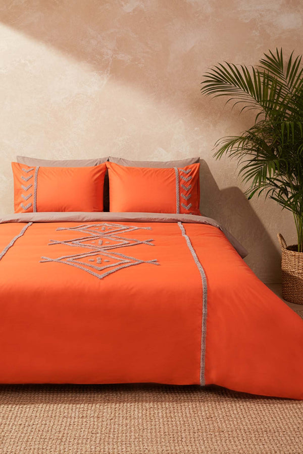 Puff Embroidered Liya Double Cotton Duvet Cover Set – 6-Piece Bridal Set