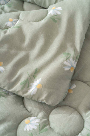 Green Daisy Double-Sided Daisy Quilted Quilt - 200x215 cm