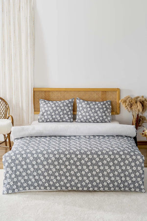 Henna Grey Outlet Double Duvet Cover Set – Cotton