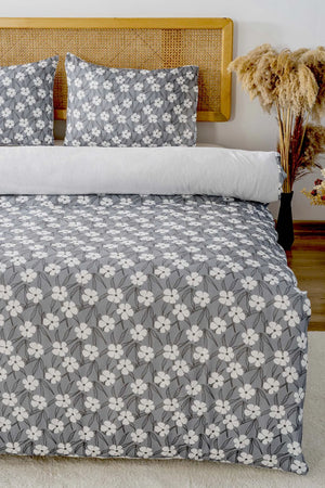 Henna Grey Outlet Double Duvet Cover Set – Cotton