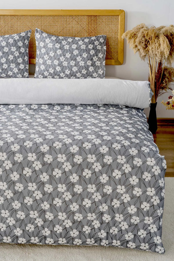 Henna Grey Outlet Double Duvet Cover Set – Cotton