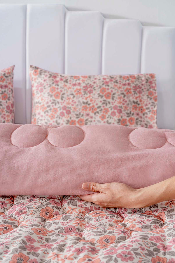 Pink Spring Double-Sided Daisy Quilted Quilt - 200x215 cm