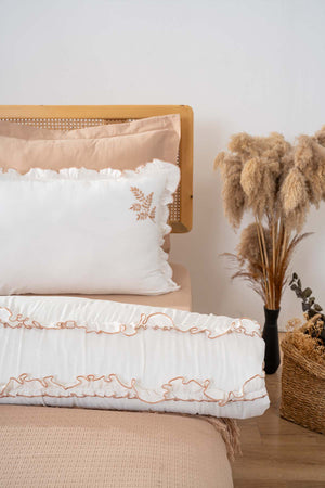 Brianna Beige Double Duvet Cover Bedspread – 7-Piece Bridal Set 100% Cotton