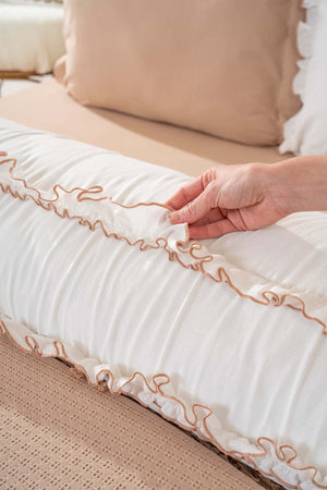 Brianna Beige Double Duvet Cover Bedspread – 7-Piece Bridal Set 100% Cotton