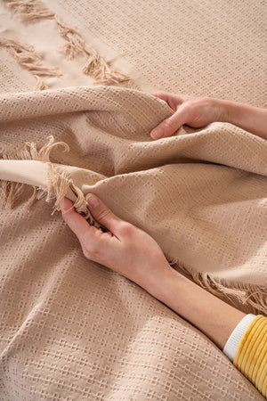 Brianna Beige Double Duvet Cover Bedspread – 7-Piece Bridal Set 100% Cotton