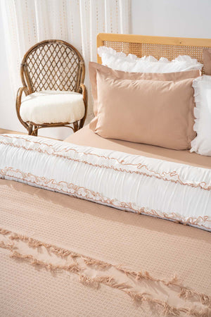 Brianna Beige Double Duvet Cover Bedspread – 7-Piece Bridal Set 100% Cotton