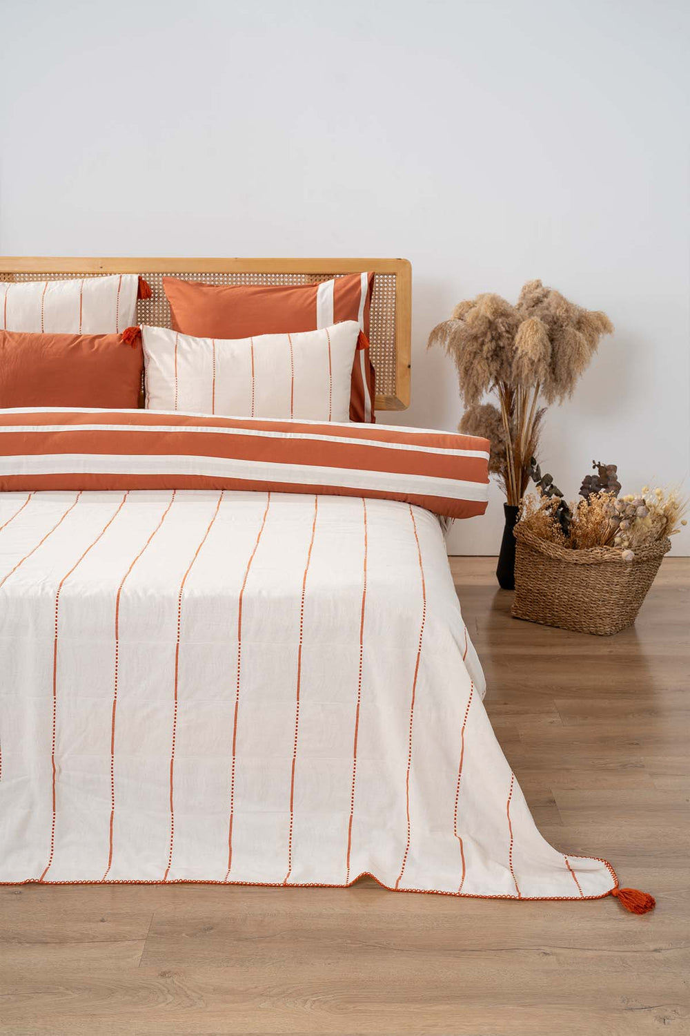 Eva Copper  %100 Cotton 7 Piece Double Bedspread & Bedding Set