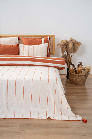 Eva Copper  %100 Cotton 7 Piece Double Bedspread & Bedding Set