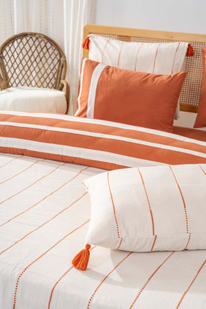 Eva Copper  %100 Cotton 7 Piece Double Bedspread & Bedding Set