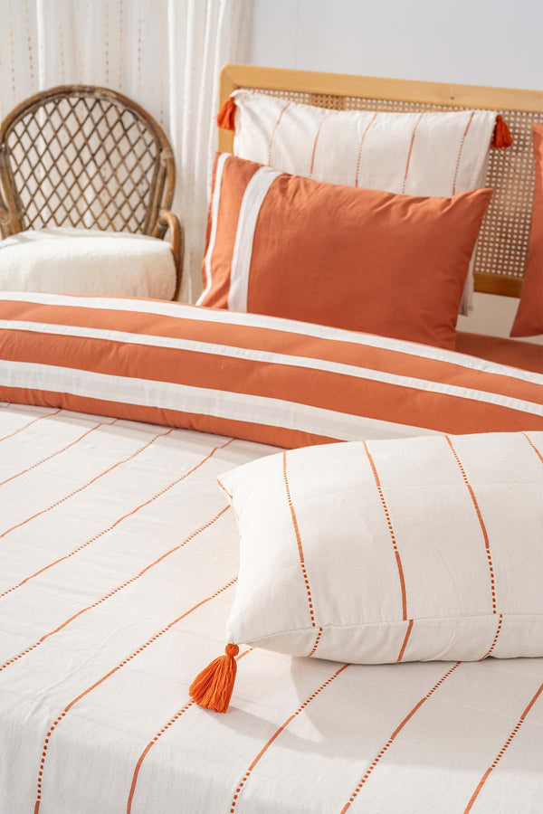 Eva Copper  %100 Cotton 7 Piece Double Bedspread & Bedding Set