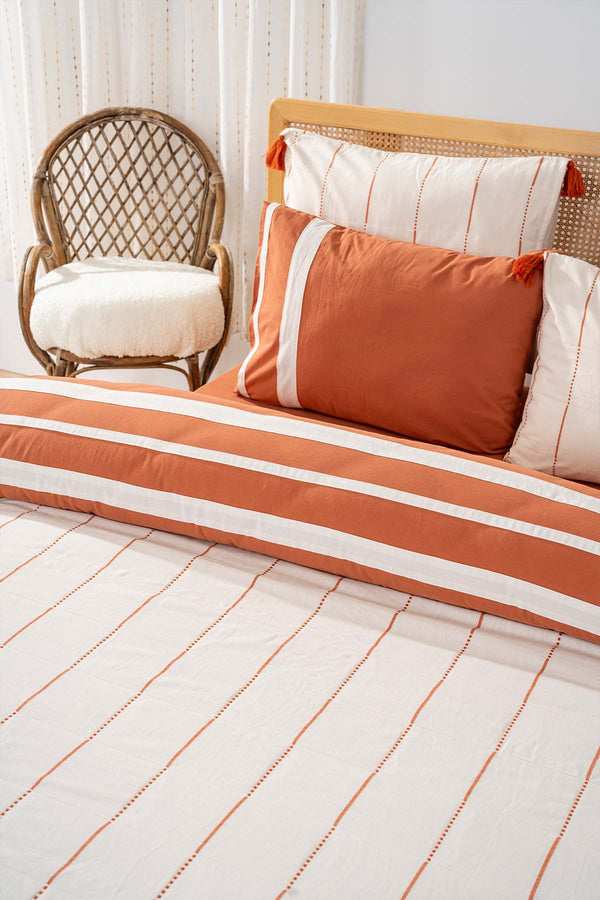 Eva Copper  %100 Cotton 7 Piece Double Bedspread & Bedding Set