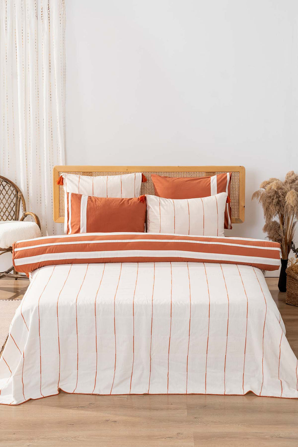 Eva Copper  %100 Cotton 7 Piece Double Bedspread & Bedding Set