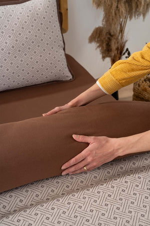 Silvano Brown Double %100 Cotton 7 Piece Bedspread & Bedding Set