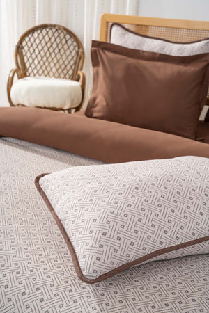 Silvano Brown Double %100 Cotton 7 Piece Bedspread & Bedding Set
