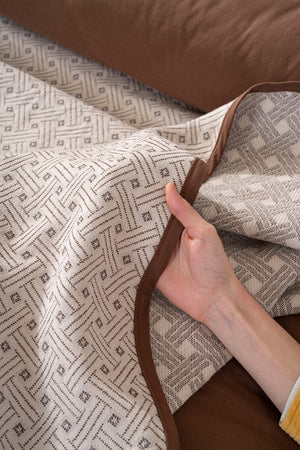 Silvano Brown Double %100 Cotton 7 Piece Bedspread & Bedding Set