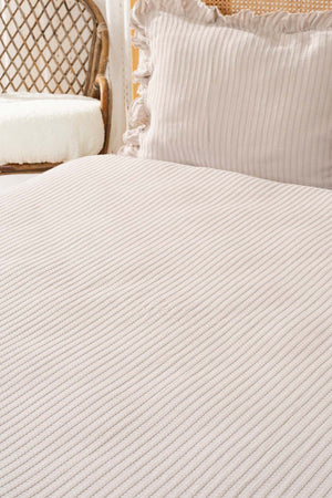 Marta Beige Double Jacquard Bedspread Set 3-Piece Sleep Set