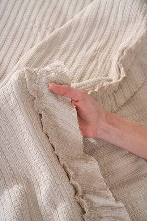 Marta Beige Double Jacquard Bedspread Set 3-Piece Sleep Set