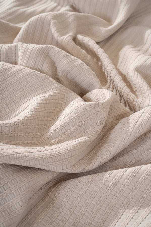 Marta Beige Double Jacquard Bedspread Set 3-Piece Sleep Set