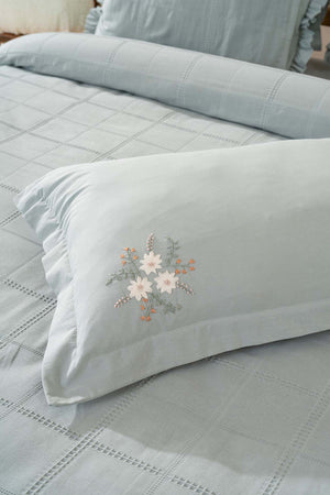 Fiorella Mint Double Bed Sheet and Bedspread Set – 6 Piece Bedding Set