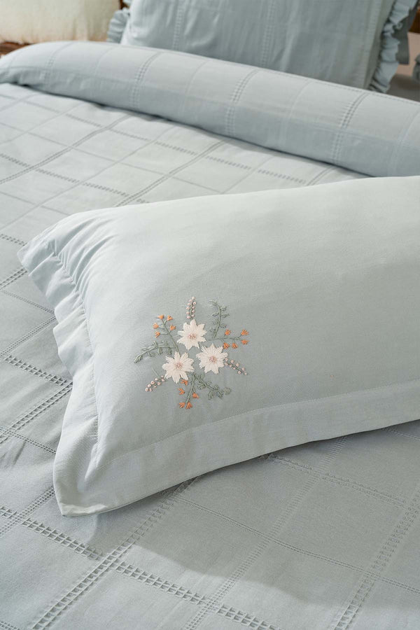 Fiorella Mint Double Bed Sheet and Bedspread Set – 6 Piece Bedding Set