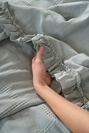 Fiorella Mint Double Bed Sheet and Bedspread Set – 6 Piece Bedding Set