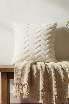 Bohemian Special Design Punch Zigzag Pattern Decorative Cushion Cover – Double Sided, Zipper Closure, Cotton Blend, 43x43 cm